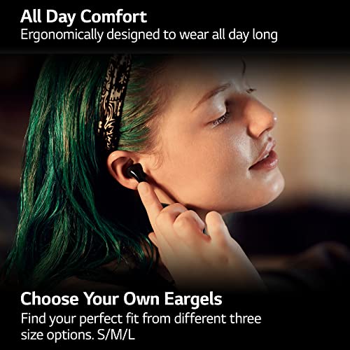 LG TONE Free True Wireless Bluetooth Earbuds T90 - Active Noise Cancelling Earbuds with Dolby Atmos, White, Small