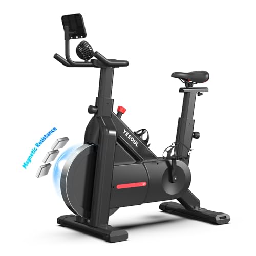 YESOUL Self-Powered-Fan Exercise Bike with Dynamic LED Light Effects, Pro Livestreaming Classes, Smart Exclusive App, 300 LBS Magnetic Resistance Indoor Stationary Cycling Workout Bike for Home