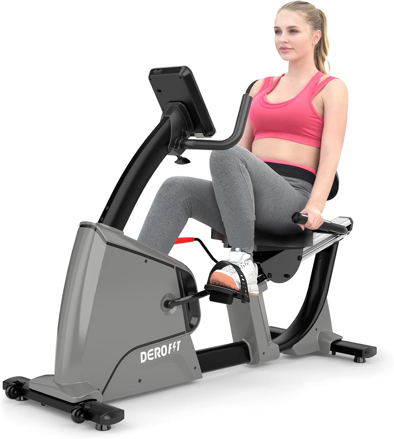 Recumbent Exercise Bike Electromagnetic,Commercial Grade 32 Levels Resistance Fitness Recumbent Bike At Home,Adjustable Seat,Mesh Backseat Lumbar Support,Oversized Pedal,330Lbs Weight Capacity