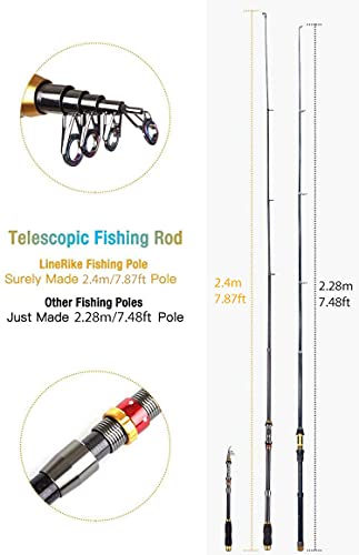 Fishing Rod and Reel Combo, Carbon Fiber Telescopic Fishing Pole with Spinning Reel, Fishing Line, Fishing Lures, Carrier Bag Travel Fishing Rods Kit Freshwater Saltwater Fishing Poles