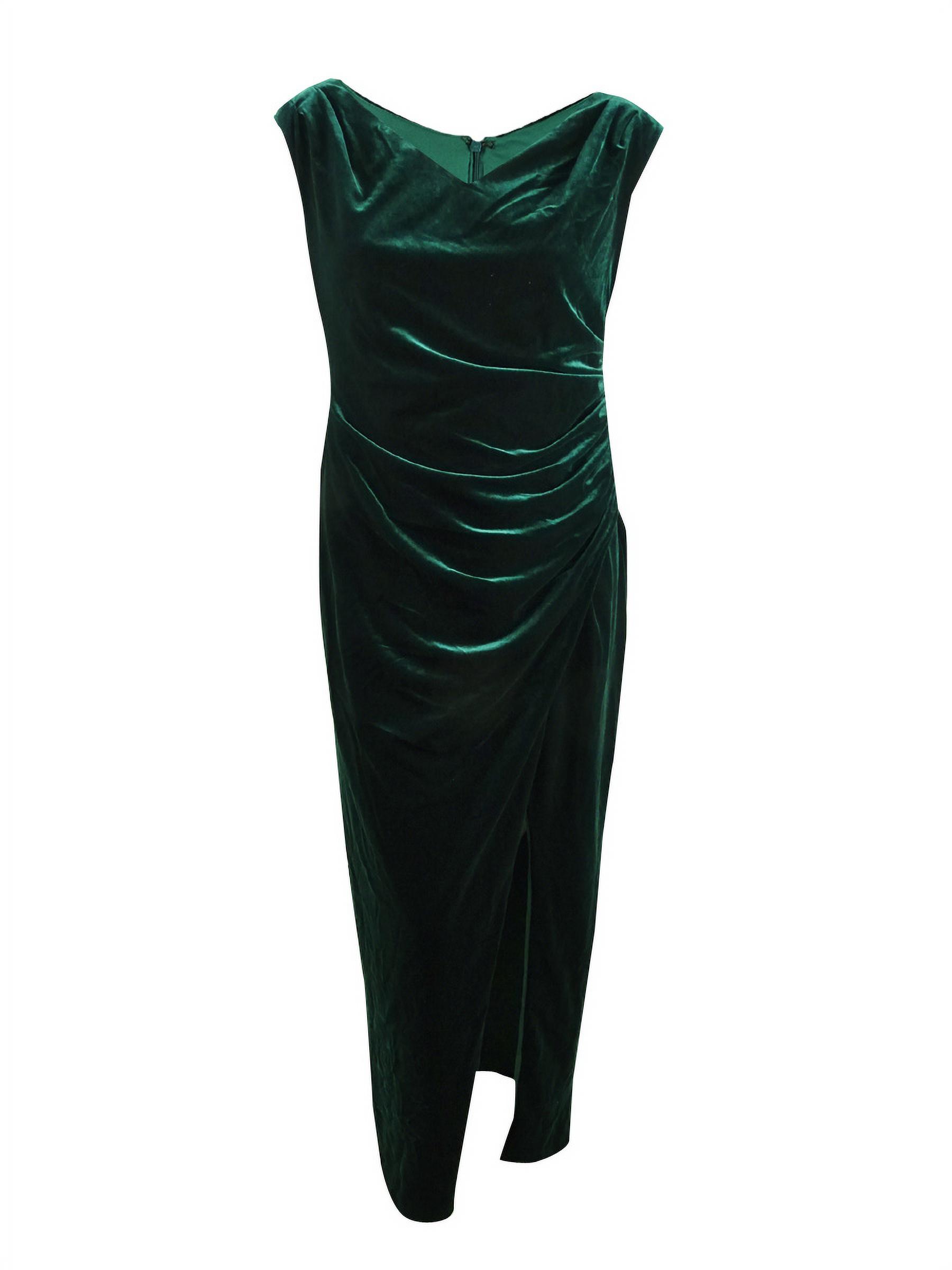 Betsy & Adams Women's Plus Size Ruched Velvet Gown (14W, Hunter)