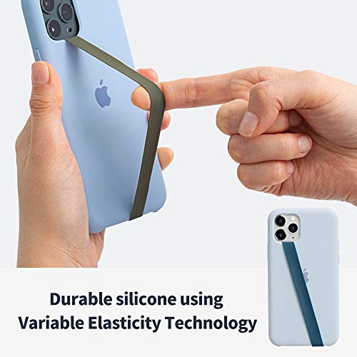 Sinjimoru Silicone Stretching Strap as Phone Grip Holder, Slim Grip Tape for iPhone Case, Secure Phone Strap as Cell Phone Holder. Sinji Loop Black