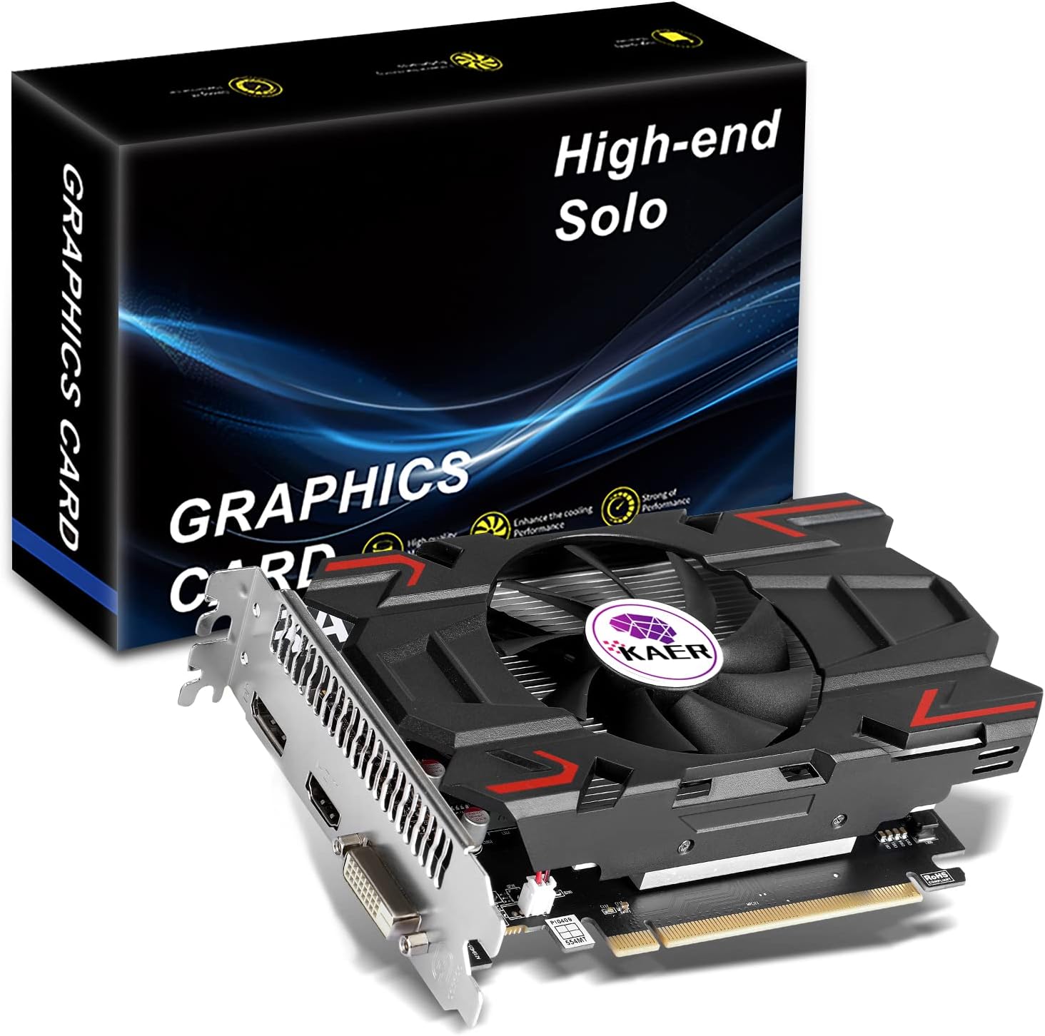 KAER AMD Radeon RX 550 Computer Graphics Card 4GB, GDDR5, 128 Bit, DirectX 12, PCI Express 3.0, DP HDMI DVI-D, Desktop Gaming Video Card, Computer GPU