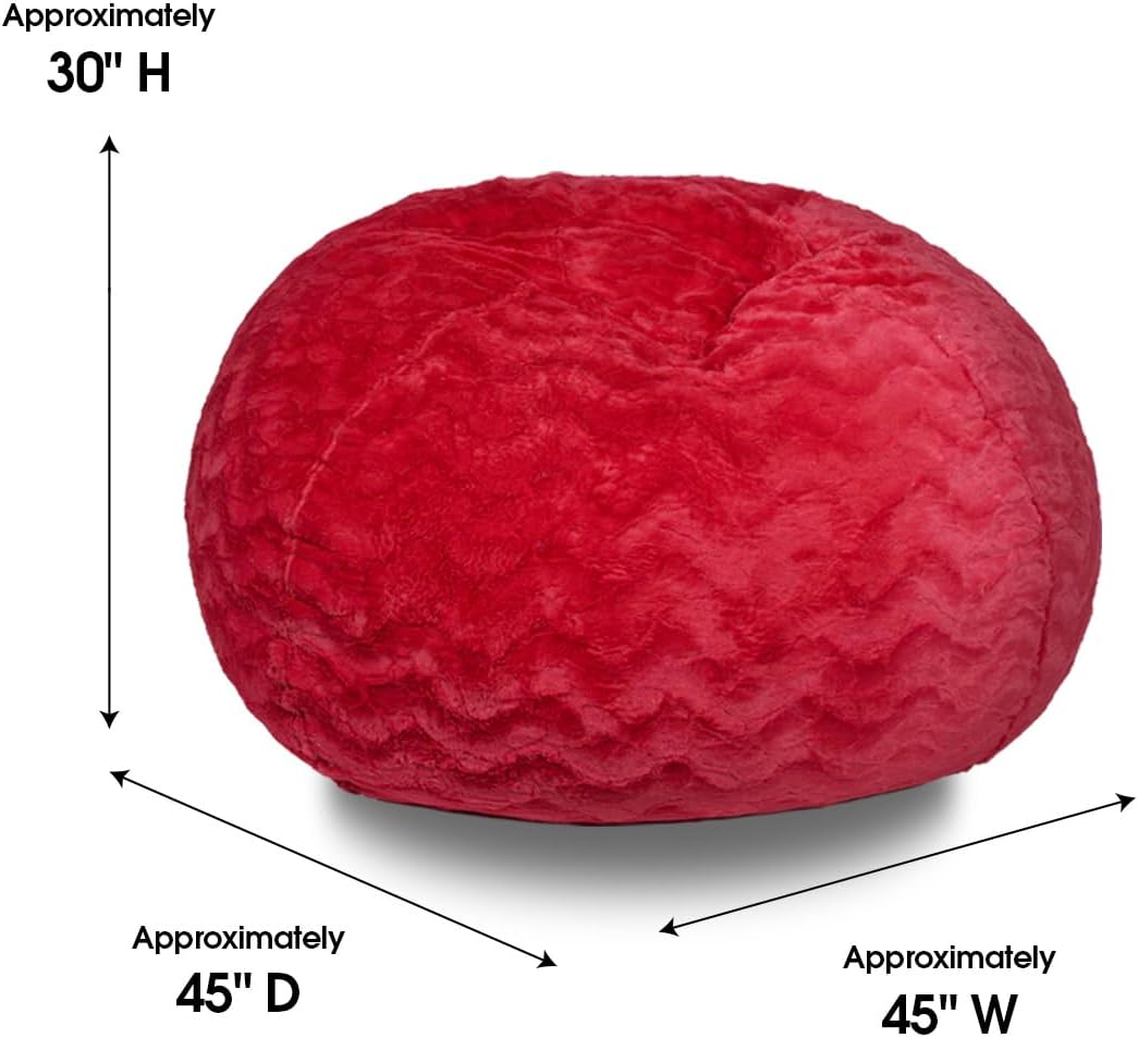 NicBex 4ft Bean Bag Chair,Faux Fur Beanbag Chair with Memory Foam,Adult Lounge Sofa with Washable Cover and Stretchable Fabric,Comfy Chair for Living Room Bedroom, Apartment,or Gaming Venue,Red