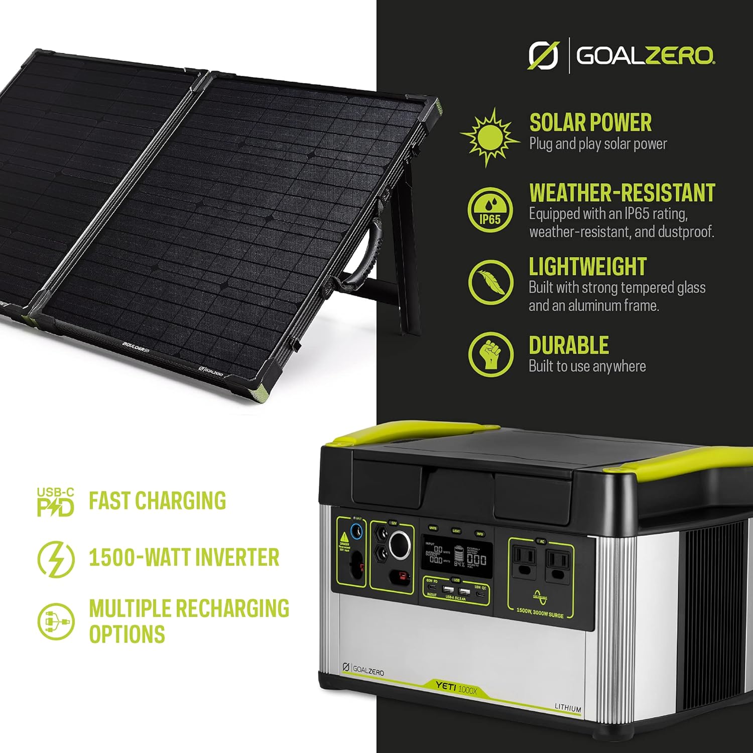Goal Zero Yeti 1000X Solar Kit with Boulder 100 Briefcase