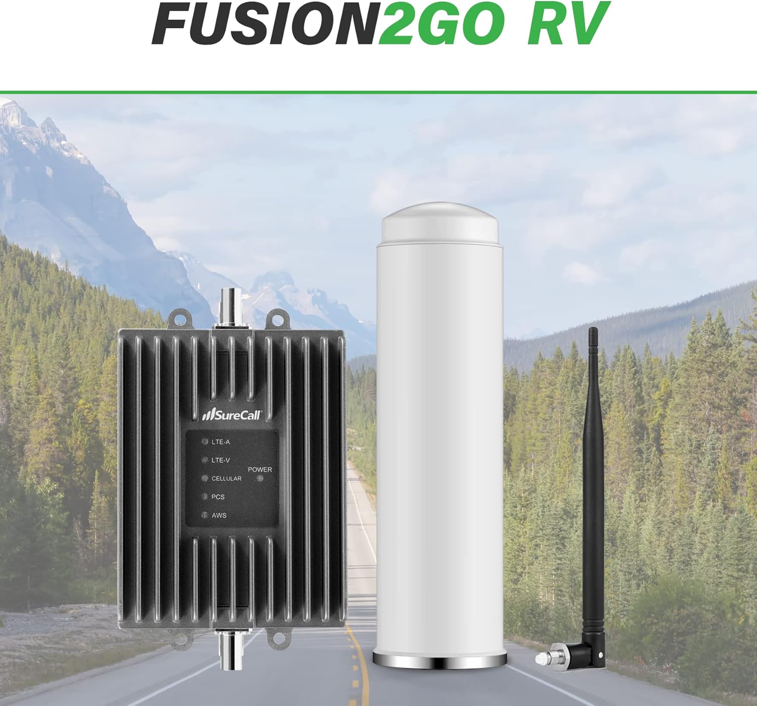 SureCall Fusion2Go 3.0 RV Cell Signal Booster for Motorhome, 5G/4G LTE, Large Vehicles, Permanent Omni Antenna, Multi-User All Carrier Boosts Verizon AT&T Sprint T-Mobile, FCC Approved, USA Company