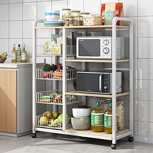 5-Tier Kitchen Bakers Rack with Storage Industrial Microwave Oven Stand with Shelves Free Standing Kitchen Utility Cart Storage Shelf Organizer Utility Storage Shelf for Home Office