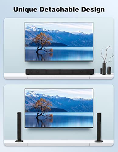 2 in 1 Separable Sound Bar for Smart TV, 2.2 Channel 32Inch Bluetooth 5.0 TV Speaker for Surround Sound System, Built-in Dual Subwoofer, Bass Adjustable, Remote Control Included(Sound Bar)