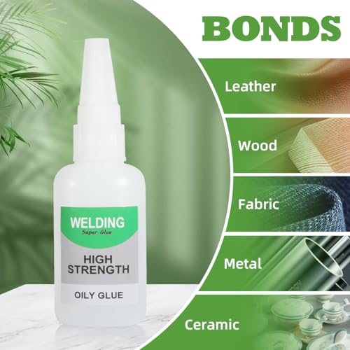 Jue-Fish Welding High-Strength Oily Glue - 2 Packs Super Glue Gel, Strong & Instant Bond, Quick Dry, Repair Glue for Shoes, Ceramics, Porcelain, Metal, Plastic, Wood, Leather, Glass, 3D Printed Models