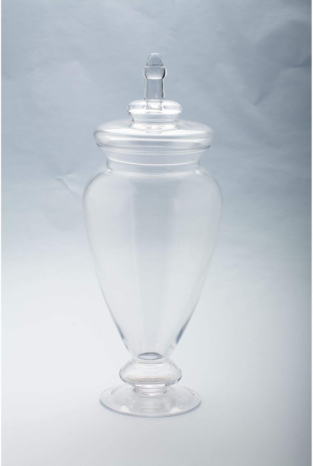 CC Home Furnishings Apothecary Hand-Blown Glass Jar with Finial Lid - 17.5” - Clear