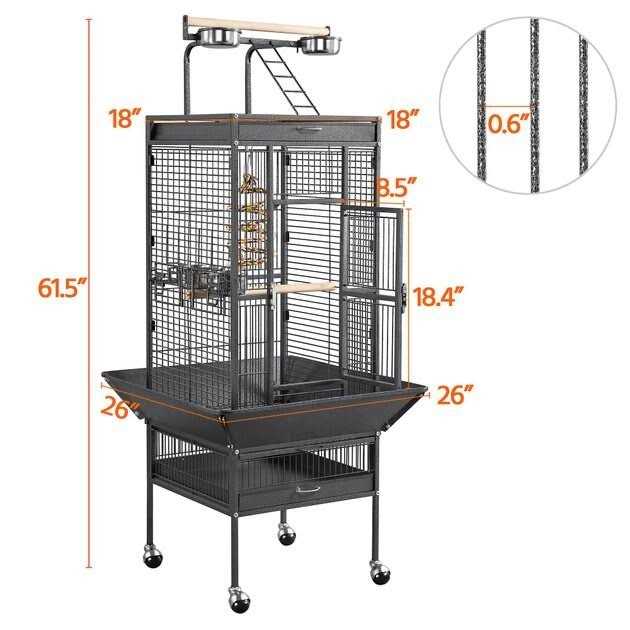 Yaheetech 61-in Rolling Parrot Cage & Playtop - Pet Supplies online store
