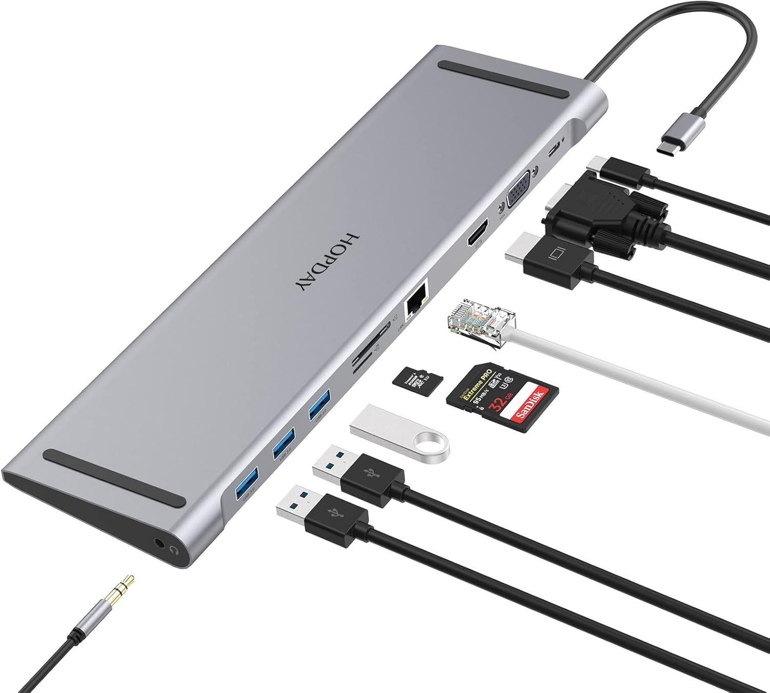Docking Station, HOPDAY 10 in 1 Dual Display Laptop USB C Docking Station, USB C Hub Dock for MacBook & Windows ( HDMI, VGA, PD 100W, Ethernet, SD/TF Card Reader, Audio, 3 USB Ports) (10 in 1)