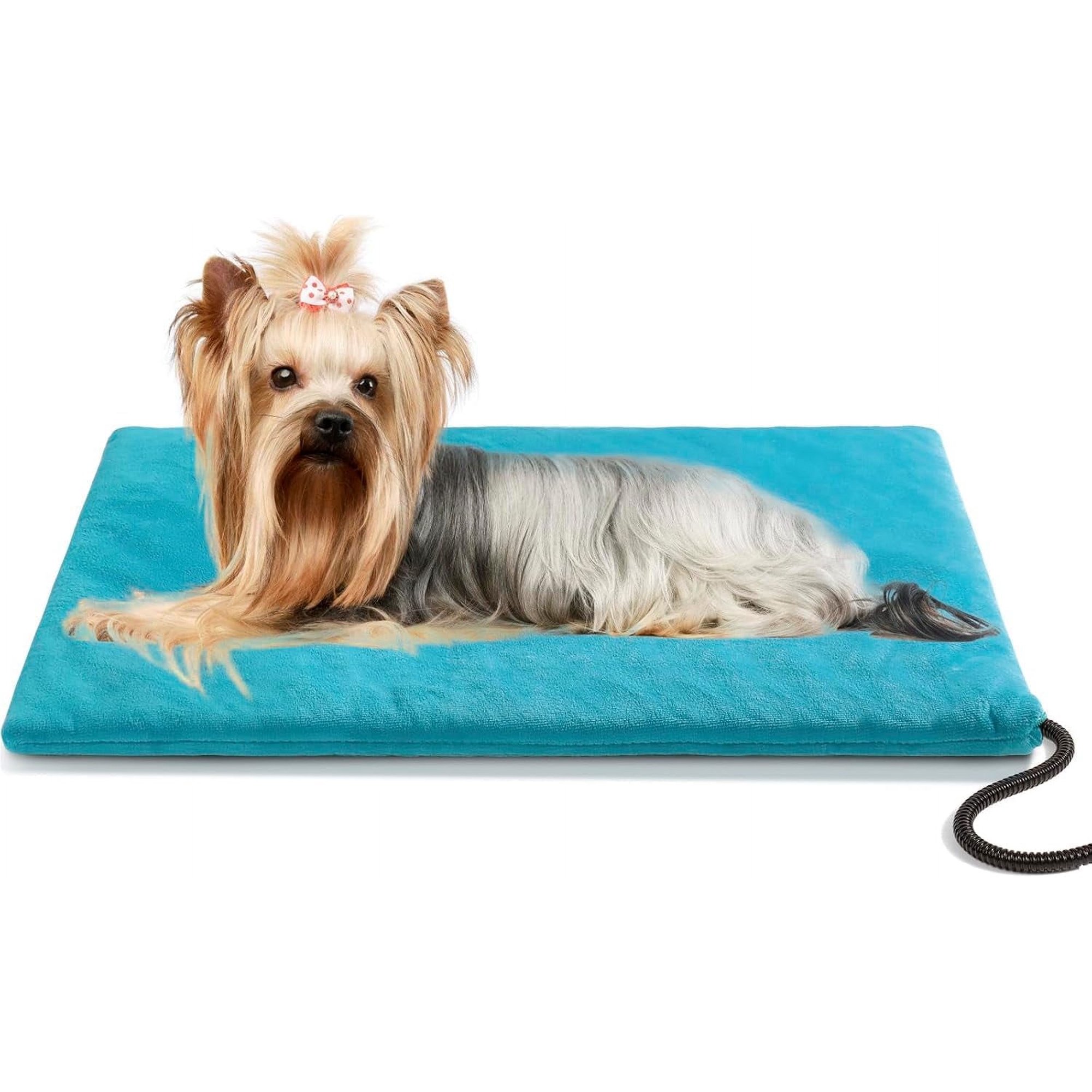 Outdoor Pet Heating Pad for Dogs & Cats, Extremely Waterproof Heated Cat Bed with Built-in Thermostat, Heated Bed Blanket for Outside Animals Puppy Feral Stray Cat (Lake Blue, 19.7"x15.7")