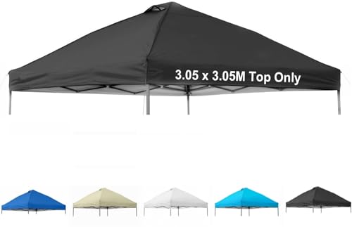 10x10 Canopy Replacement Top Cover,Pop Up Canopy Tent Top with Air Vent Ropes, Waterproof Sunshade Silver Coated Oxford Cloth for Garden Patio Picnic Camping (Silver-coated White-Top only)