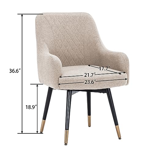 Yongchuang Swivel Dining Chairs with Arms Set of 2 Modern Accent Chairs for Kitchen Dining Room Living Room Side Chairs Upholstered Armchair Gray