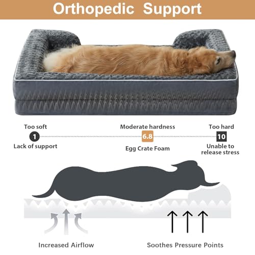 WNPETHOME Waterproof Dog Beds for Large Dogs, Orthopedic XL Dog Bed with Sides, Big Dog Couch Bed with Washable Removable Cover, Pet Bed Sofa with Non-Slip Bottom for Sleeping