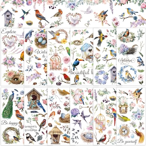 gisgfim 12 Sheets Rub on Transfers for Crafts and Furniture Farmhouse Rub on Transfer Stickers Rub on Decals for DIY Home Garden Farm Paper Wood Decoration, 11.9 x 5.9 Inch