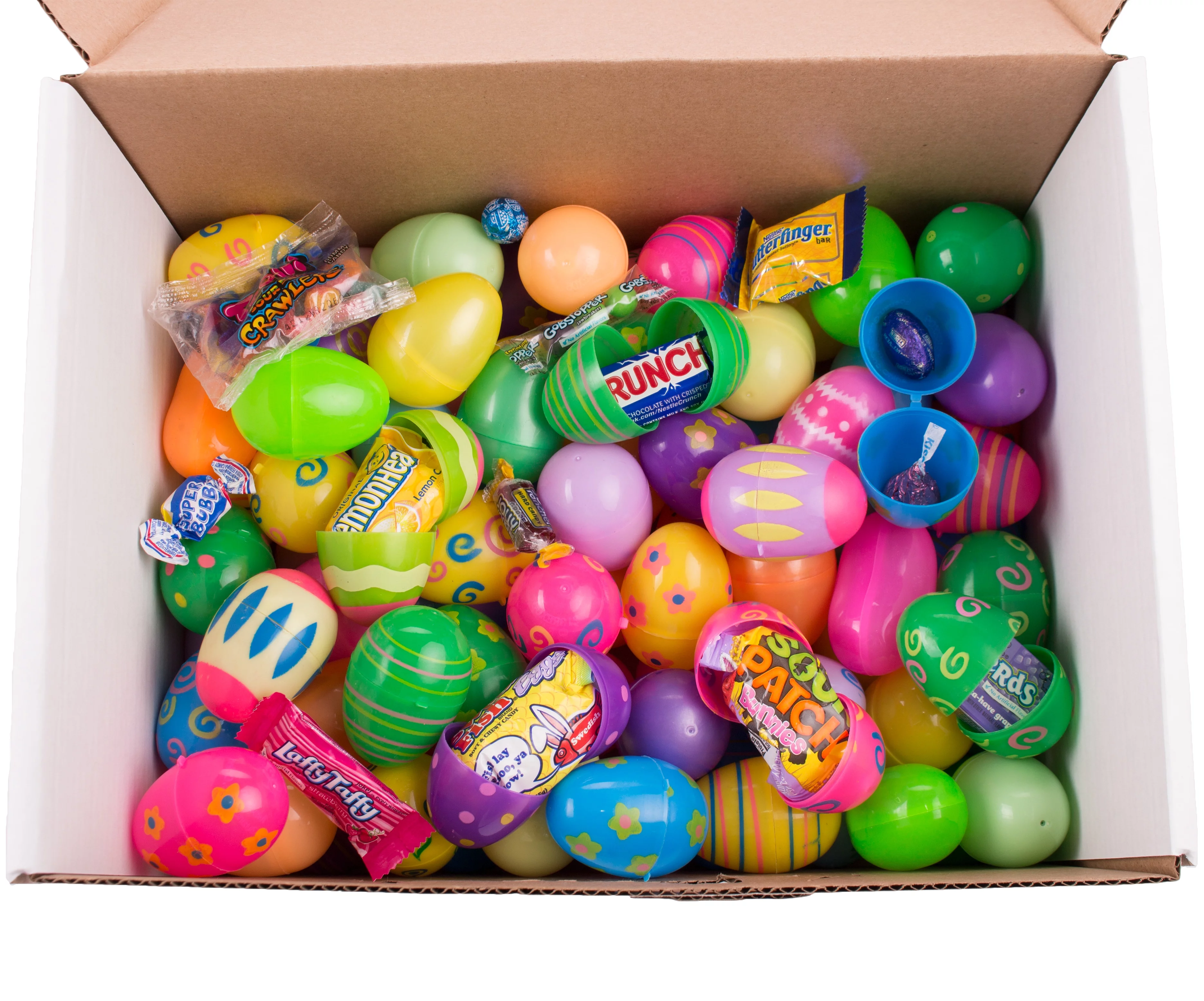 25 Pre-Filled Easter Eggs for Egg Hunt, Assort Styles, w Brand Candy & Chocolate