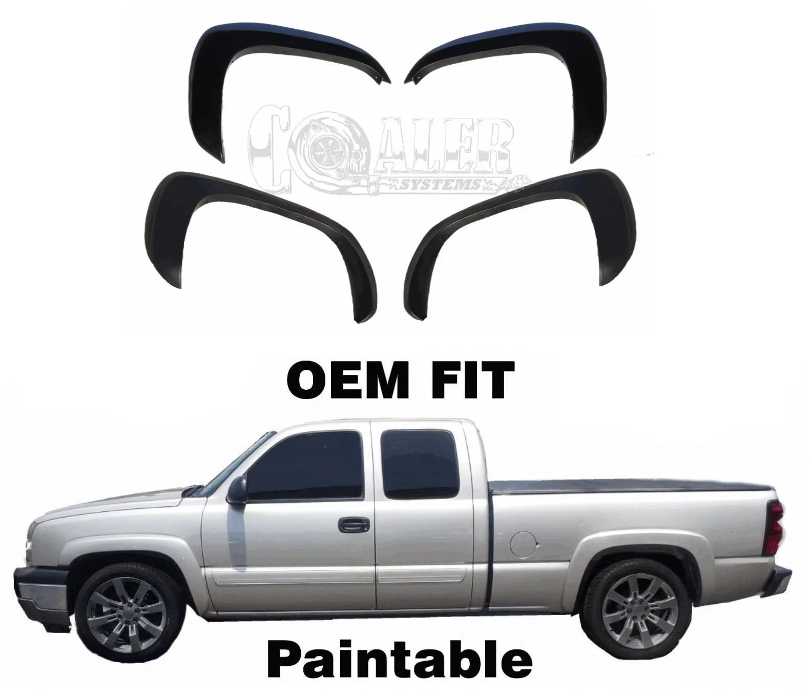 4 Fender Flares Matte For GMC Sierra 2500 HD Paintable Black OE Style Front Rear