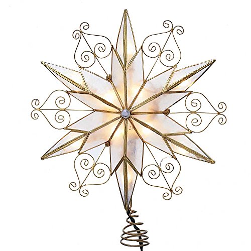 Kurt Adler 10-Light 6-Point Capiz Star Treetop with Scroll Design