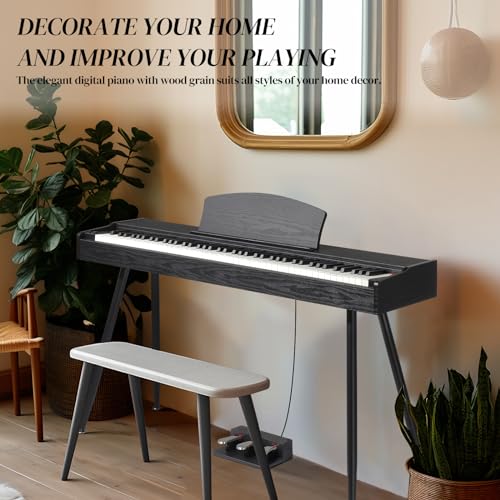 Ktaxon Digital Piano 88-Key Weighted Action Electric Piano with 3-Pedal Unit, Double Bluetooth, Split/Touch/Transpose Control Functions(Black)