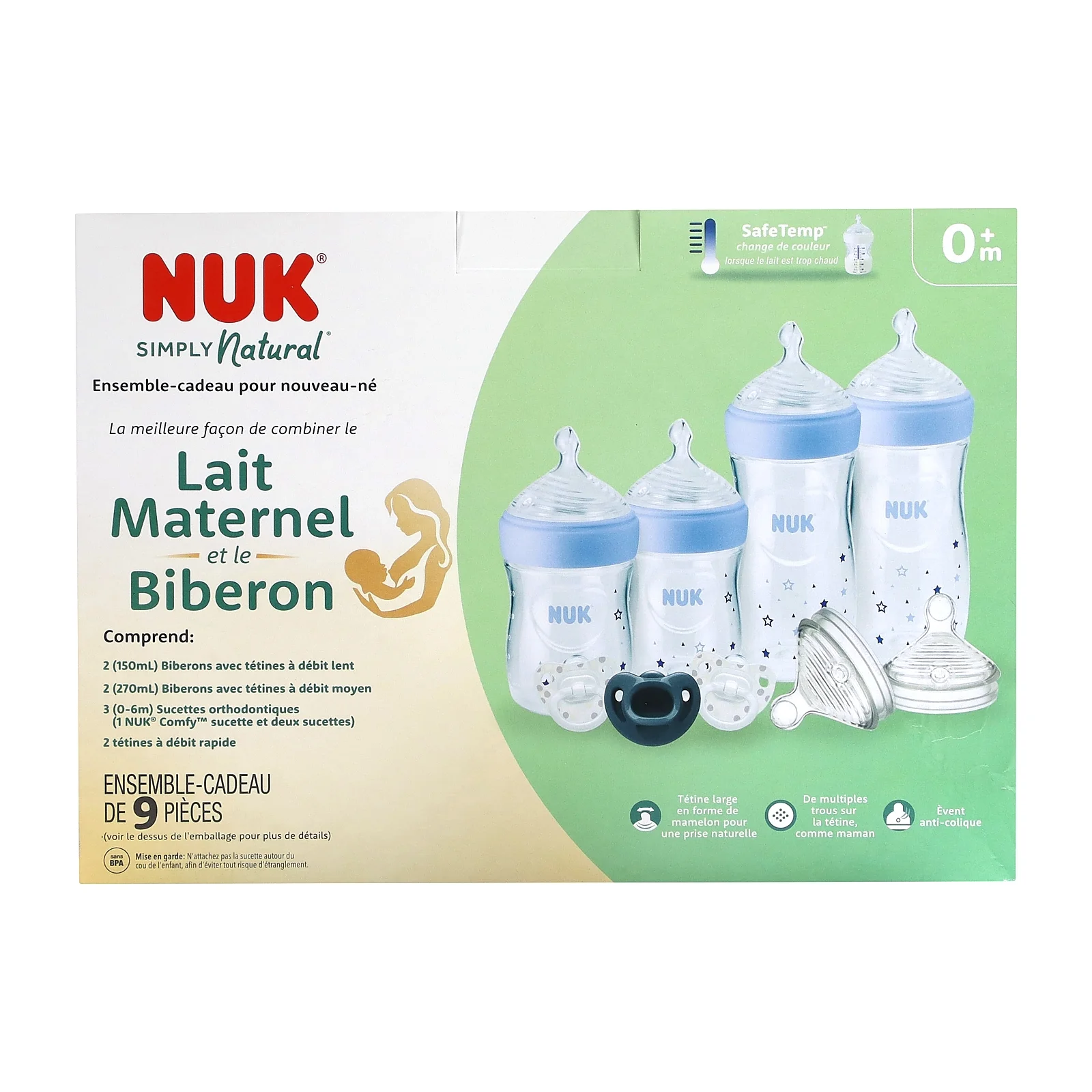 NUK Simply Natural Bottle Gift Set - Blue - 9pc