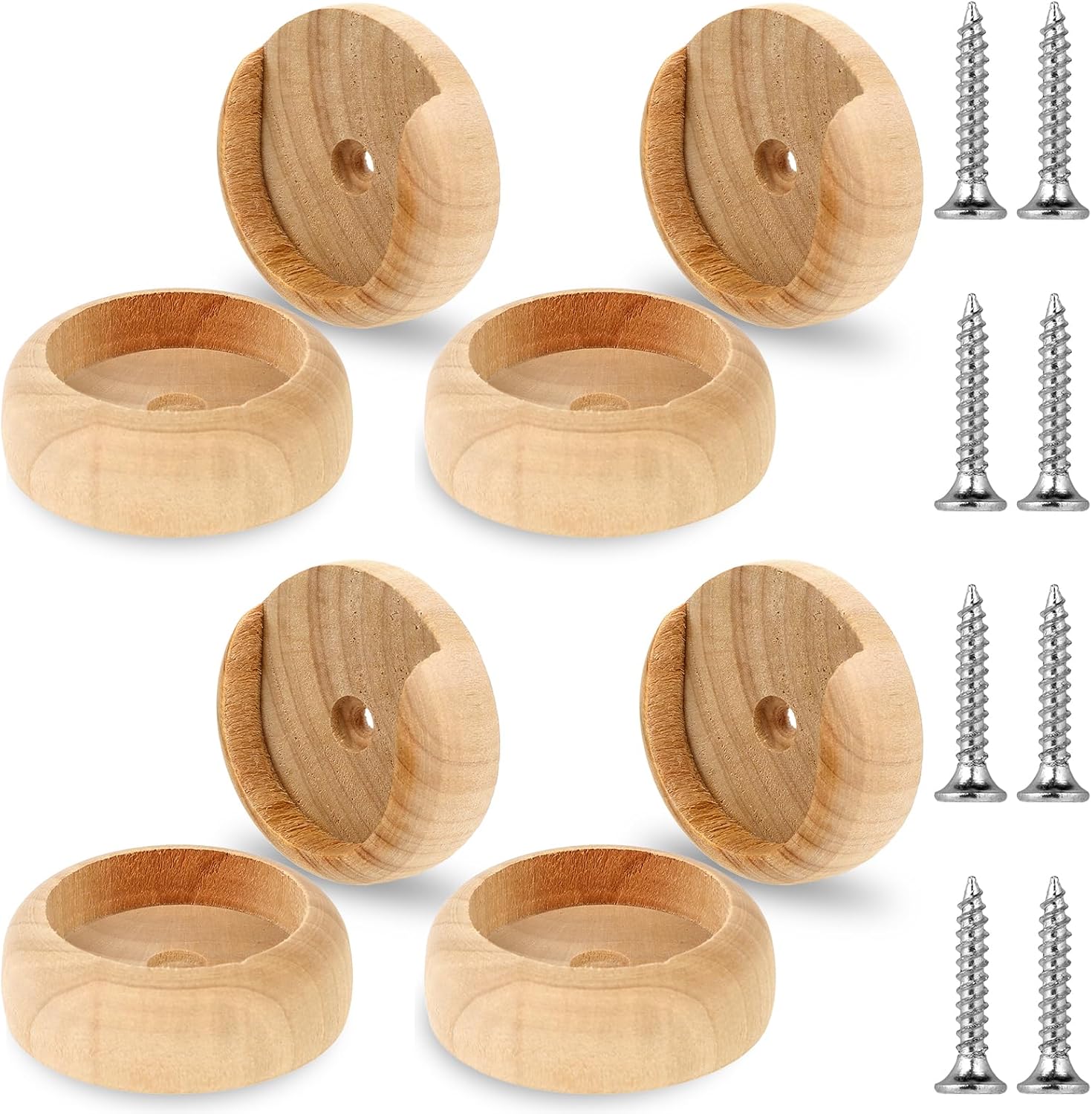 4 Sets Closet Pole Socket Wooden Closet Rod Holders Heavy Duty Solid Wooden Closet Pole Holder Closet Rod Bracket Closet Rod Support with Screws for Wardrobe Hallway Bathroom Curtain Clothing Store