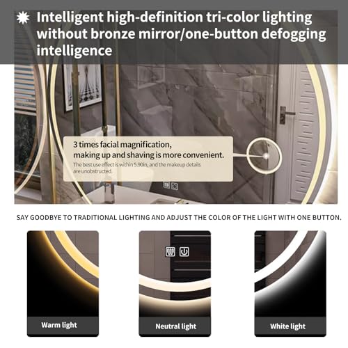 Bathroom Vanity with Sink - Bathroom Vanity Set includes Smart Defog Mirror, Modern Bathroom Sink Cabinet, Large Capacity Storage Space Bathroom Vanity, Gifts for Wife and Daughter (48