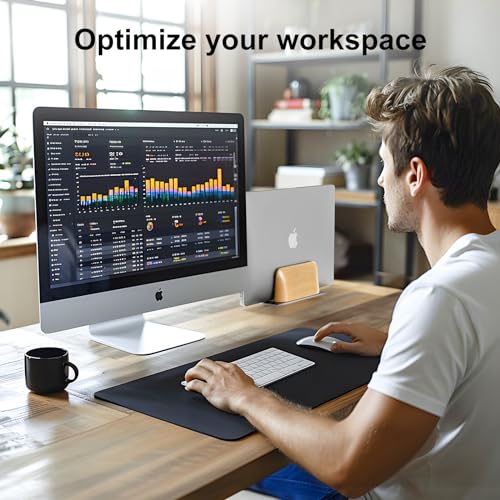 UPERGO Vertical Laptop Stand for MacBook, Wooden Laptop Holder Vertical for Desk Compatible with MacBook Pro and Other Laptops