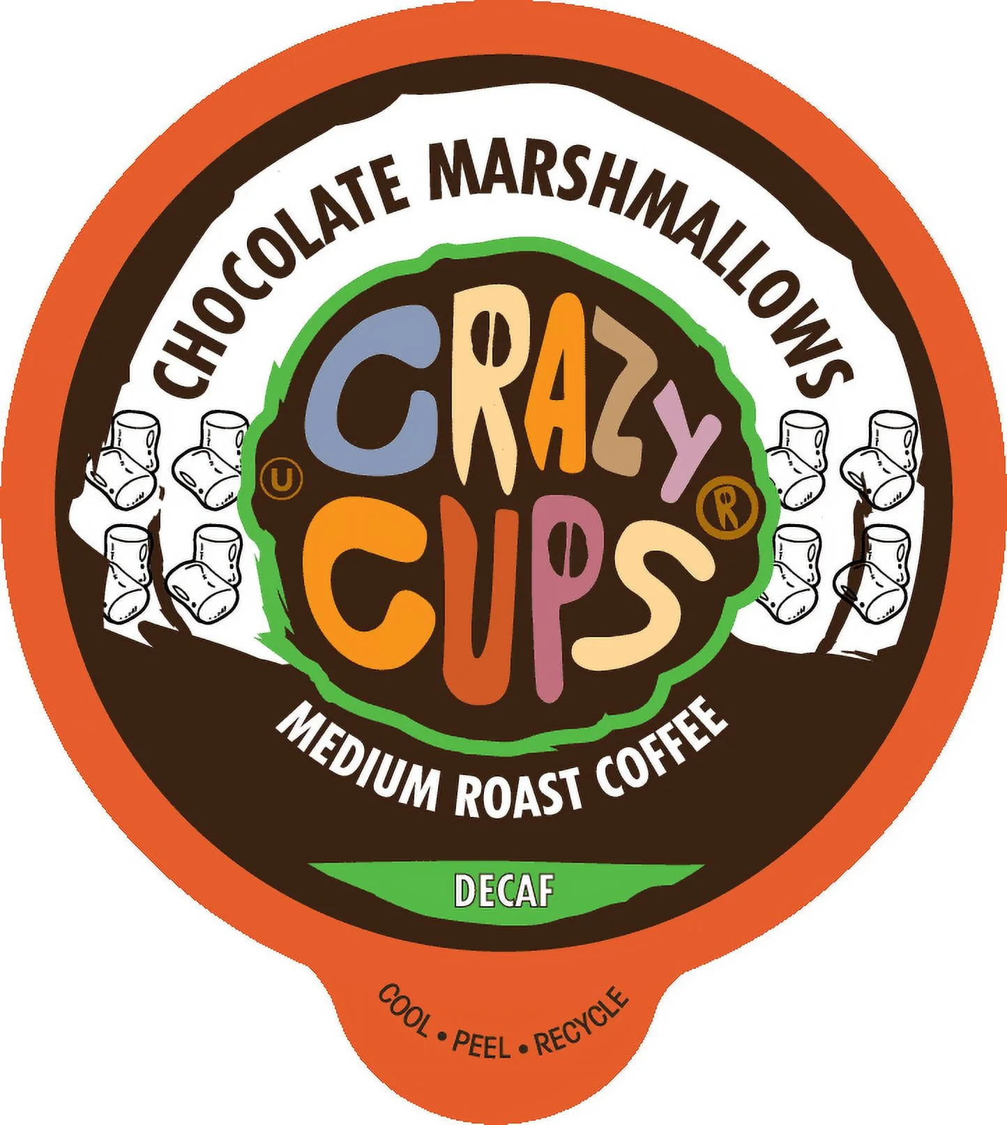 Crazy Cups Decaf Chocolate Marshmallows Medium Roast Coffee, for Keurig K Cups Brewers, 22 Count
