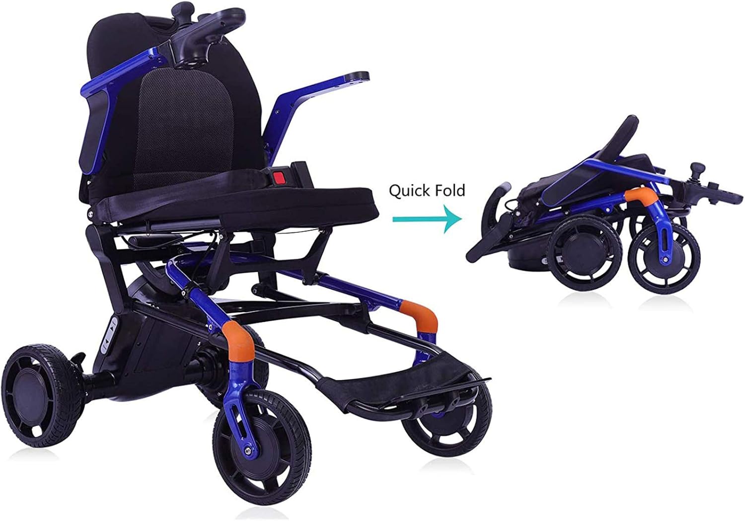 Portable and Comfortable Magnesium Alloy Lightweight Portable Foldable Electric Power Wheelchairs for Adults Travel Power Wheelchair Net Weight Only 40lbs