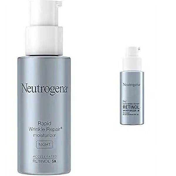 Neutrogena Rapid Wrinkle Repair Retinol Facial Moisturizer with SPF 30 Sunscreen, 1 fl. oz, & Rapid Wrinkle Repair Face & Neck Night Moisturizer with Retinol, 1 fl. oz