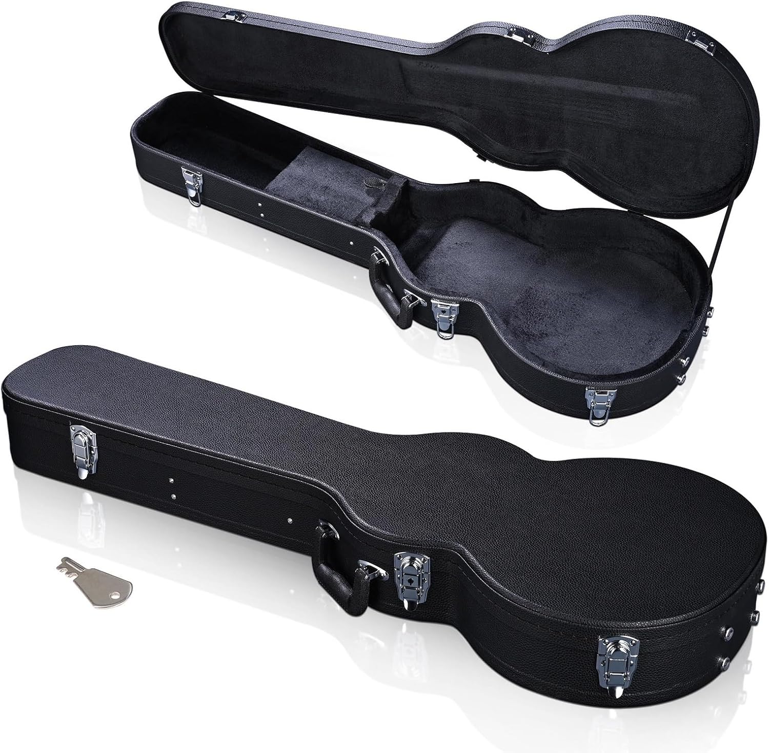 Electric Guitar Hard Case for Les Paul Style PU leather Wooden Hard Shell Guitar Carrying Case Lockable Black for Right-handed Guitar(for Les Paul Style Electric Guitar)