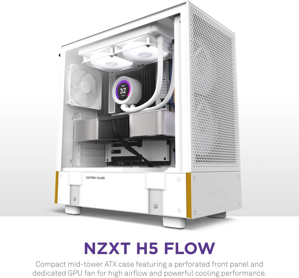 NZXT H5 Flow Starfield | Compact ATX Mid-Tower PC Gaming Case | High Airflow Perforated Front Panel | Tempered Glass Side Panel | Cable Management | 2 x 120mm Fans Included | 280mm Radiator Support