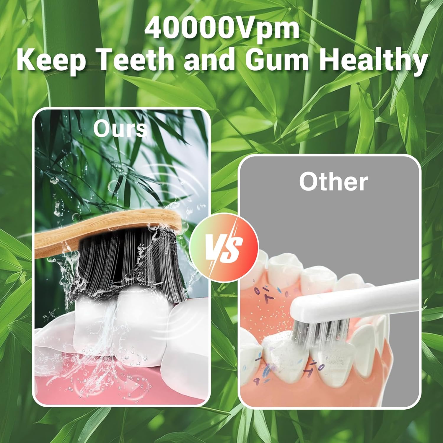 Bamboo Electric Toothbrush, 5 Cleaning Modes Sonic Toothbrush-Newly &Bamboo Electric Toothbrush Replacement Heads with Plant-Based Bristle Compatible with Philips Sonicare 4 Pack