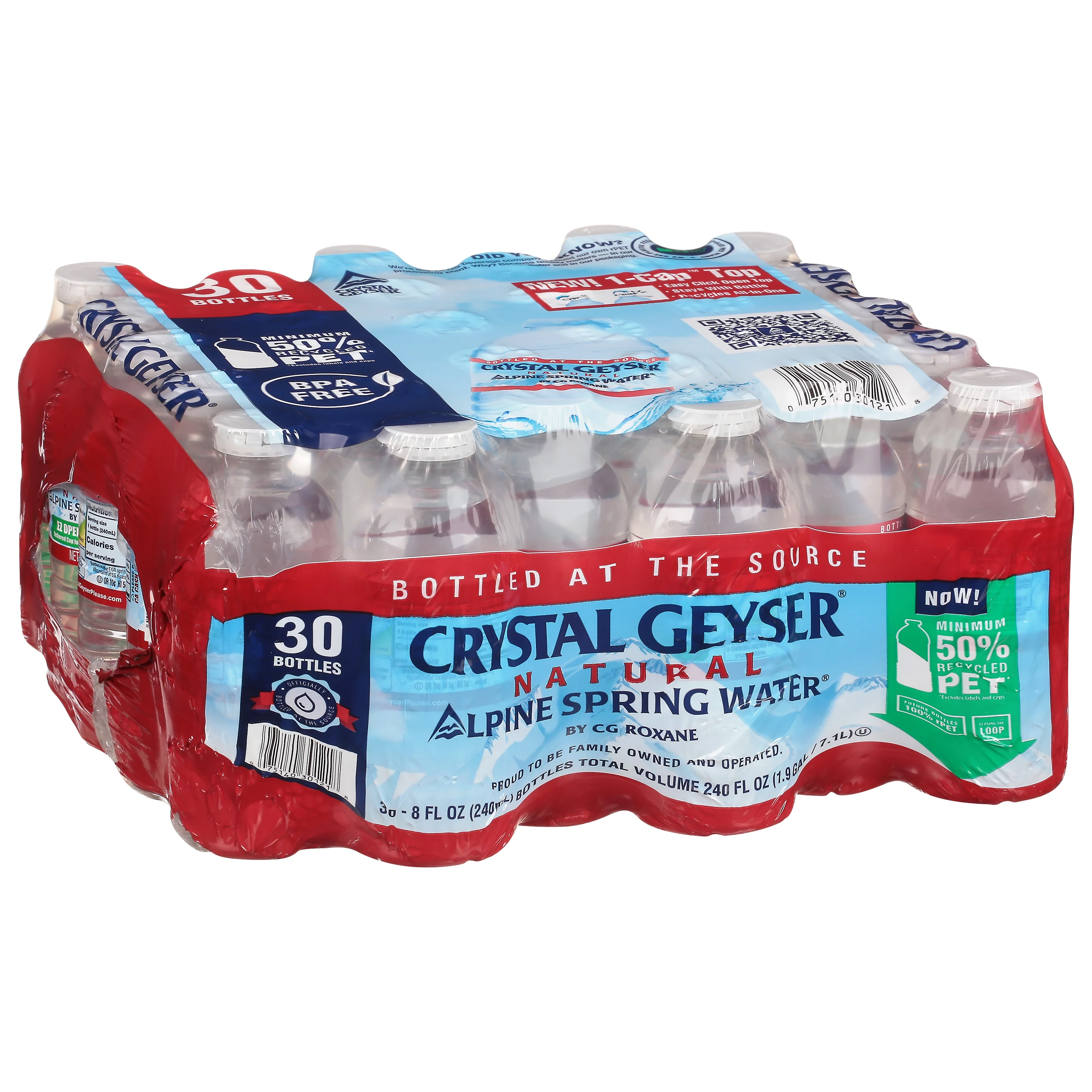 Crystal Geyser Alpine Spring Water Natural, 8 Ounce Bottles, 30-Pack