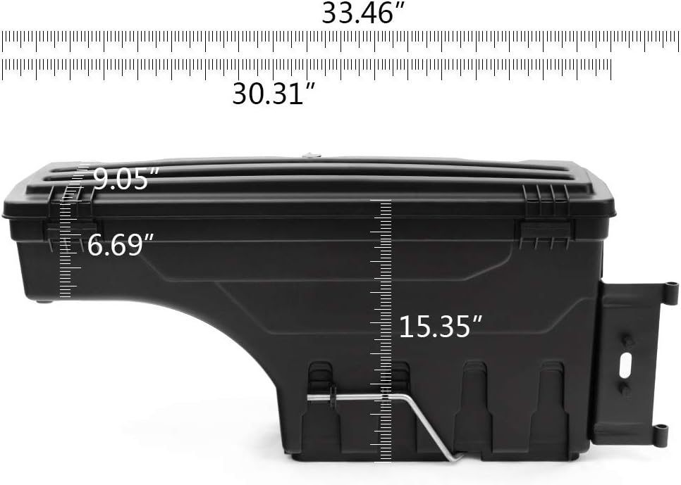 PIT66 Lockable Left Driver Side Truck Bed Toolbox Swing Case Compatible With Toyota Tacoma 2005-2021 Truck Bed Storage Box Tool Box
