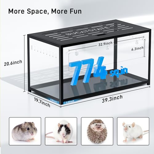 BUCATSTATE Hamster Cage Metal 2.0 - Small Animal Habitats Large Stackable with Top Access Easy Assemble 31.4L*17.6W*20H Inches Dwarf Syrian Hamster House for Guinea Pig, Gerbil (552sq inch White)