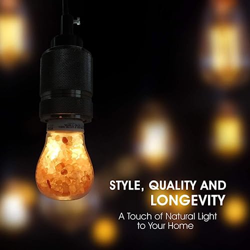 Himalayan Glow LED Light Bulb, Patent Design 60-Watt Equivalent, Warm Amber Glow, Salt Bulb Light, 4 Count