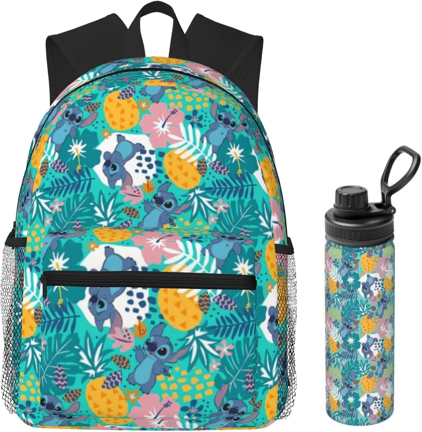 Stitch Backpack Set,15.7 inch Backpack with Water Bottle, Stitch School Supplies, Stitch Stuff Gift.