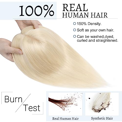 Hair Toppers for Women Real Human Hair No Bangs 7 * 13 CM Silk Base Clip In Topper Hairpieces Wiglet Top Hair Pieces for Women With Thinning Hair -18 Inch Dark Blonde
