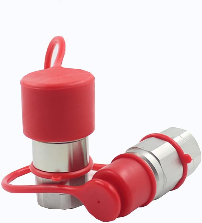 3/4'' SAE-12 UNF1-1/16 Skid Steer Flat Face Hydraulic Quick Connect Coupling/Coupler, 1/2 Body W/Dust Cap Pack of 2