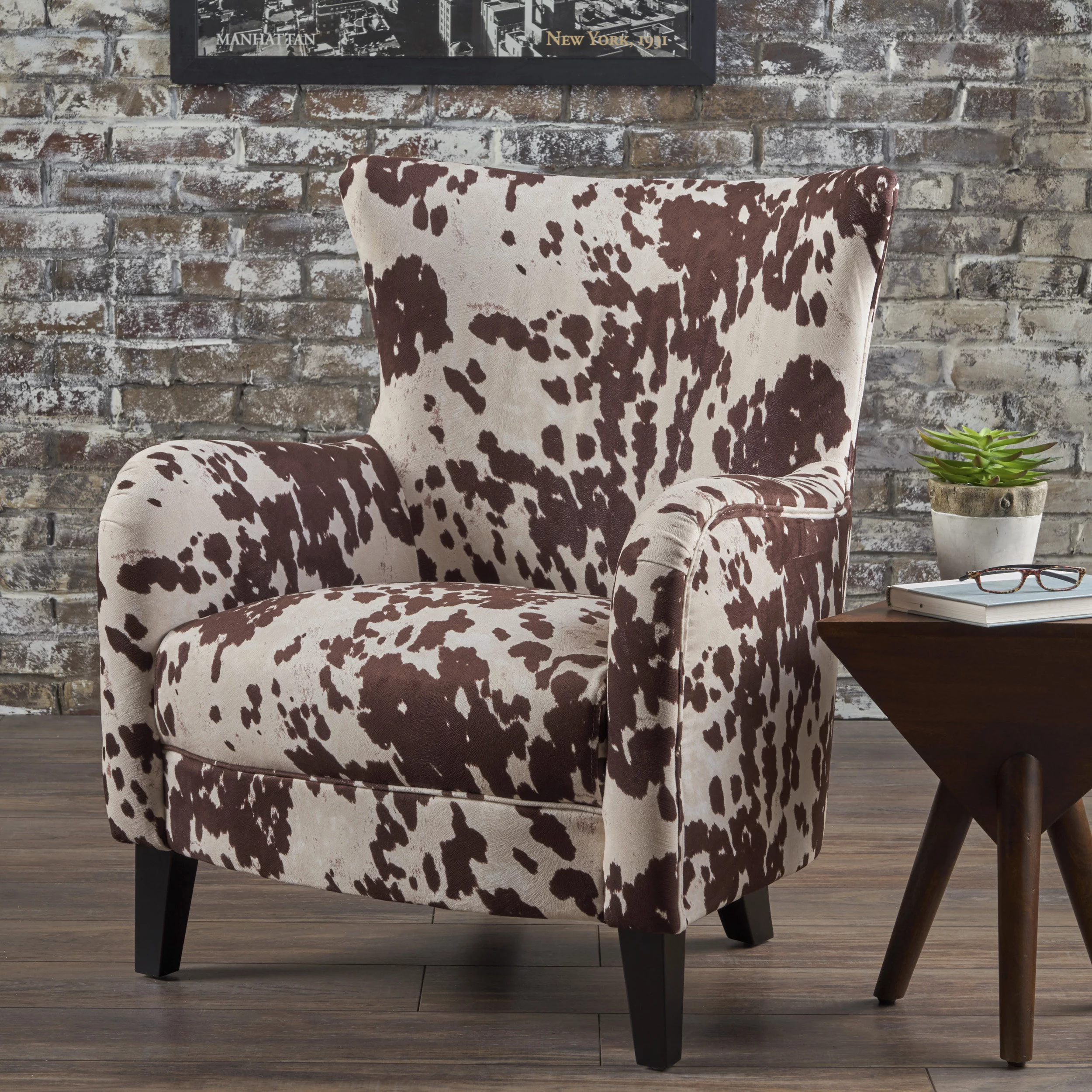 Noble House Siena Classic Milk Cow Velvet Club Chair, Beige