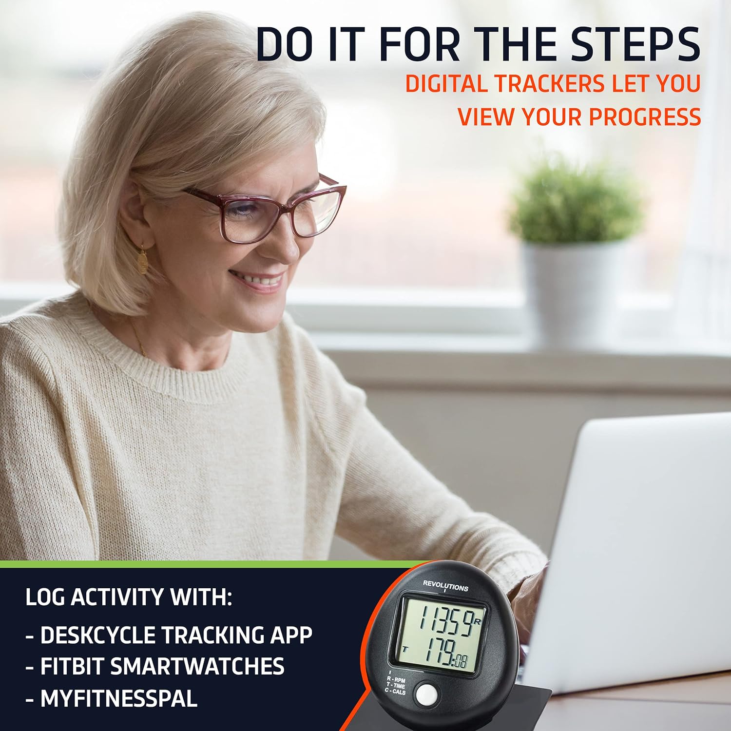 DeskCycle Ellipse Under Desk Elliptical Machine, Compact Mini Seated Elliptical Desk Exercise Equipment, Desk Cycle Pedal Exerciser, Black