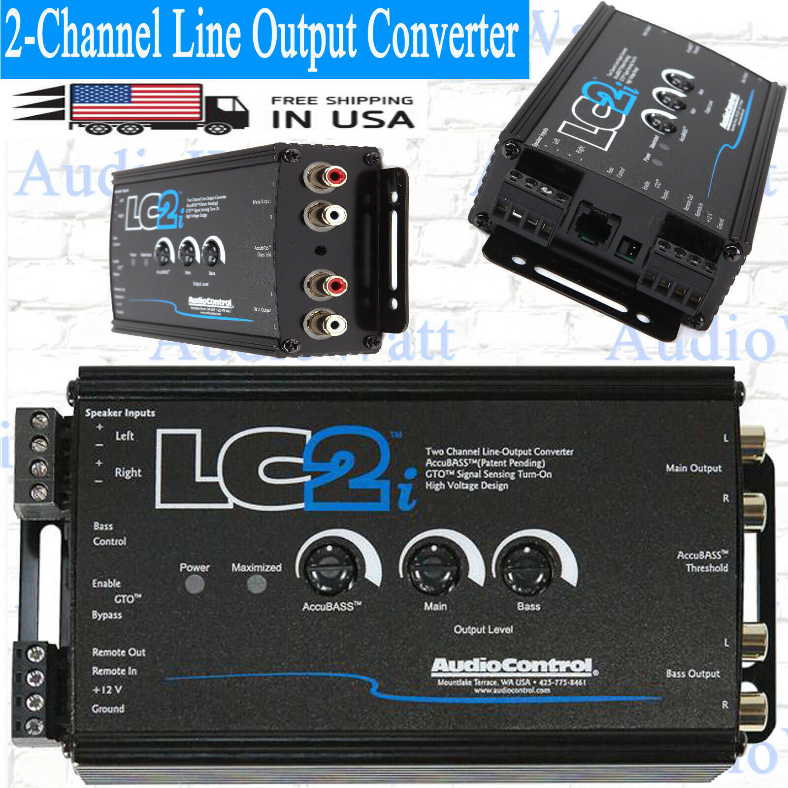 AudioControl LC2i Line-output Converter W Accubass u0026 Subwoofer Control 2 Channel