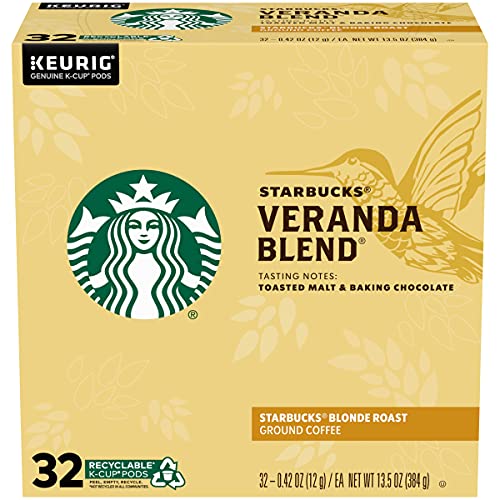 Starbucks K-Cup Coffee Pods, Starbucks Blonde Roast Coffee, Veranda Blend For Keurig Coffee Makers, 100% Arabica, 1 Box (24 Pods)