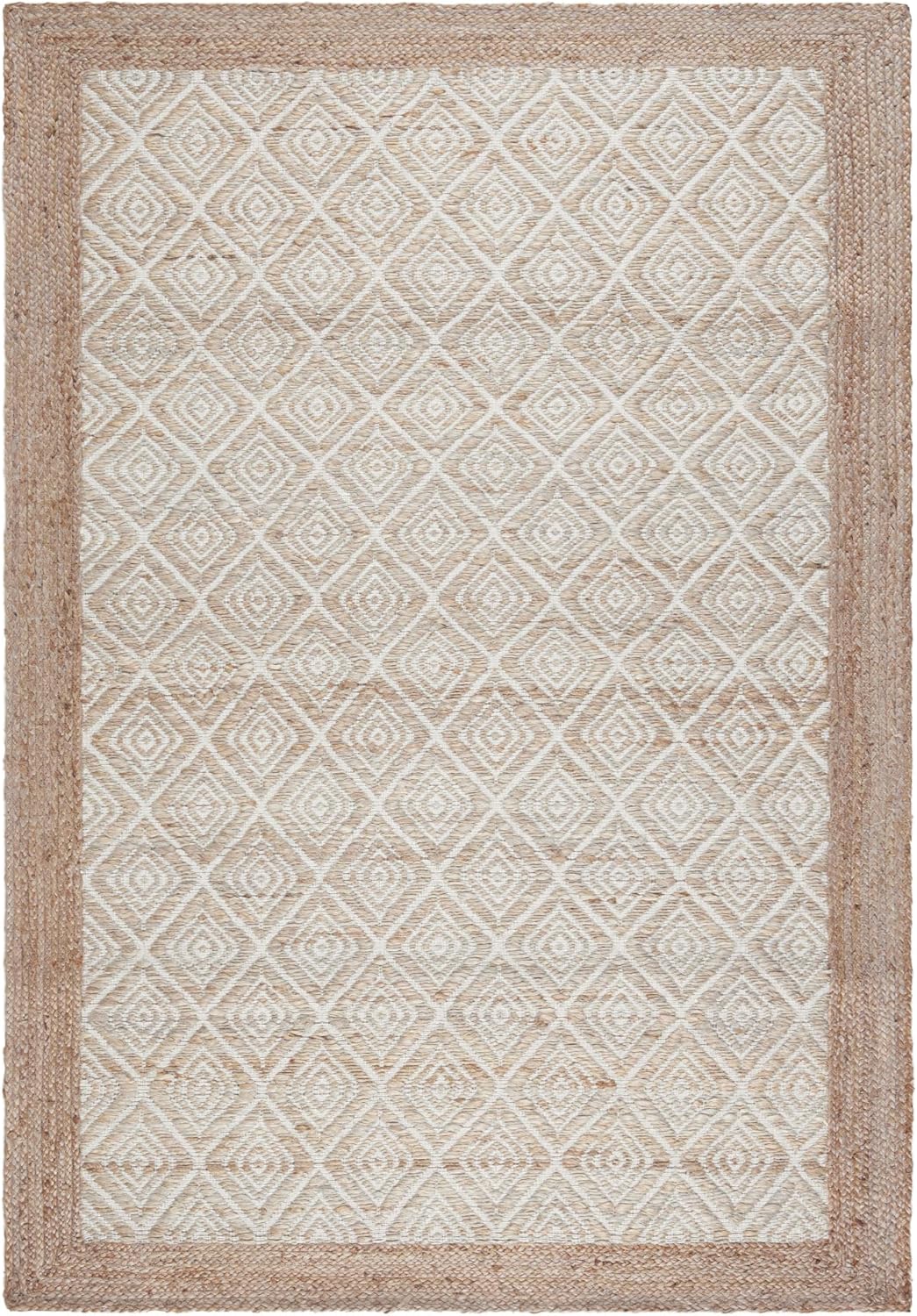 TOWN & COUNTRY TERRA Nalani Textured Diamond Hand-Knotted Flatwoven 100% Natural Jute Area Rug, Brown, 6'x9'