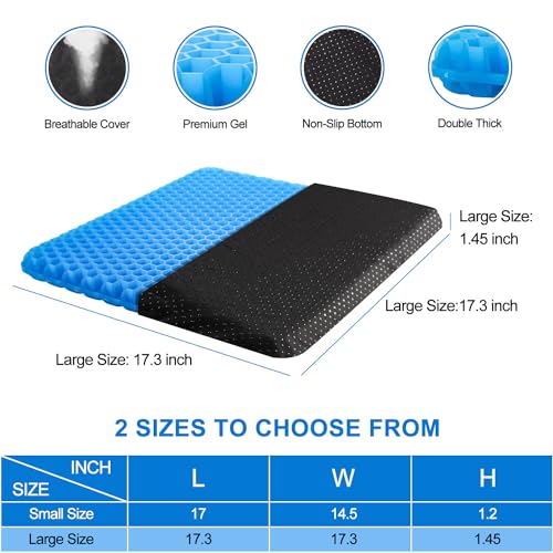 Gel Seat Cushion for Long Sitting (Thick & Extra Large) with Non-Slip Cover,Seat Cushion for Desk Chair, Chair seat Cushion,Wheelchair Seat Cushions,for Office Chair Car Seat Cushion