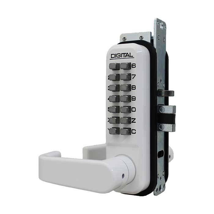 Lockey 2985-WH Mechanical Keyless Narrow Stile Lever Handle Lock with Passage Function - White
