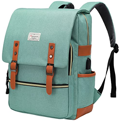 Modoker Vintage Laptop Backpack for Women Men,Travel Backpacks with USB Charging Port Fashion Backpack Fits 15.6Inch Notebook, Grey